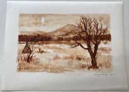Aquarell / Zugerberg 1961 von OTTO HUBER      (ID b4411)