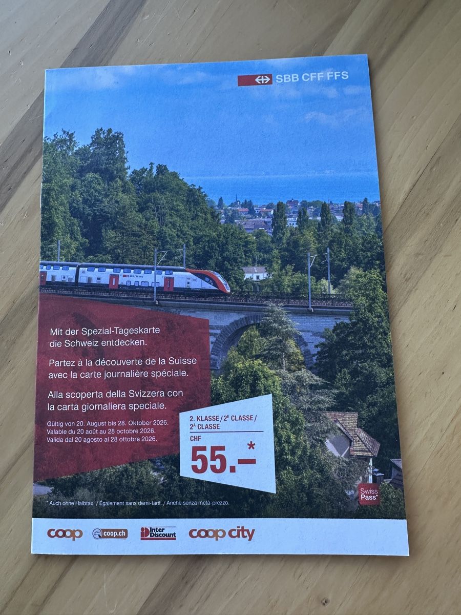 Tickets: SBB Tageskarte 2. Klasse – Neu und originalverpackt aus Feuerthalen von Baggiomania