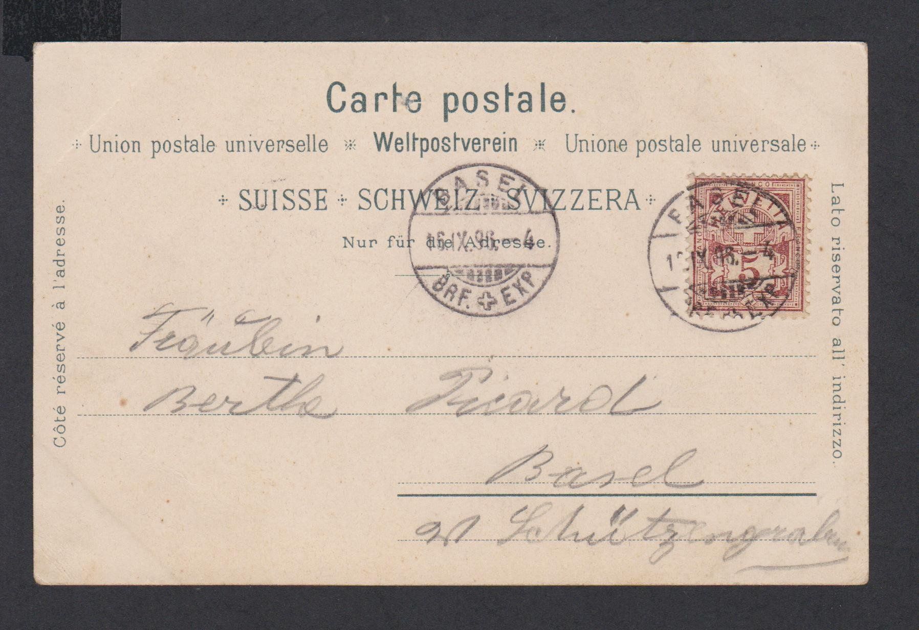 Cartoline postali: Vitznau   :   alte Litho-Ansichtskarte gest. 1896 – Usato da Vitznau venduto da Ropaku 2