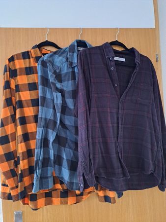 Holzfäller Hemd-Set, 3 Stück, Gr. M, karierte Herren Hemden