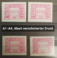 3679) A1-A4, Automatenmarken verschmierter Druck ** Kt. 100+