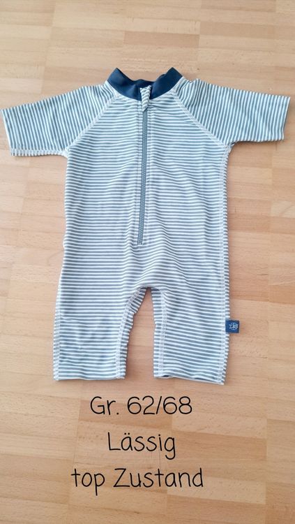 LÄSSIG Baby Schwimmanzug Mit UV-Schutz - Kurzarm-Sunsuit In Tiger Grey Für 3-6 Monate (62/68)
