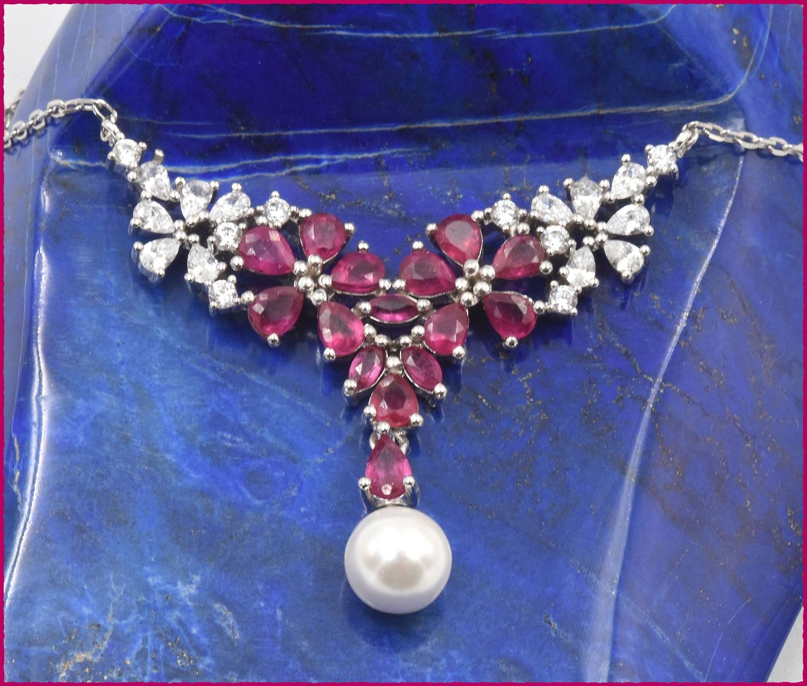 Catenine: RUBY / Rubin Collier 925 Silber ca. 43cm + 4.5cm – Nuovo e nell'imballaggio originale da Oberglatt ZH venduto da Goldfee1 2