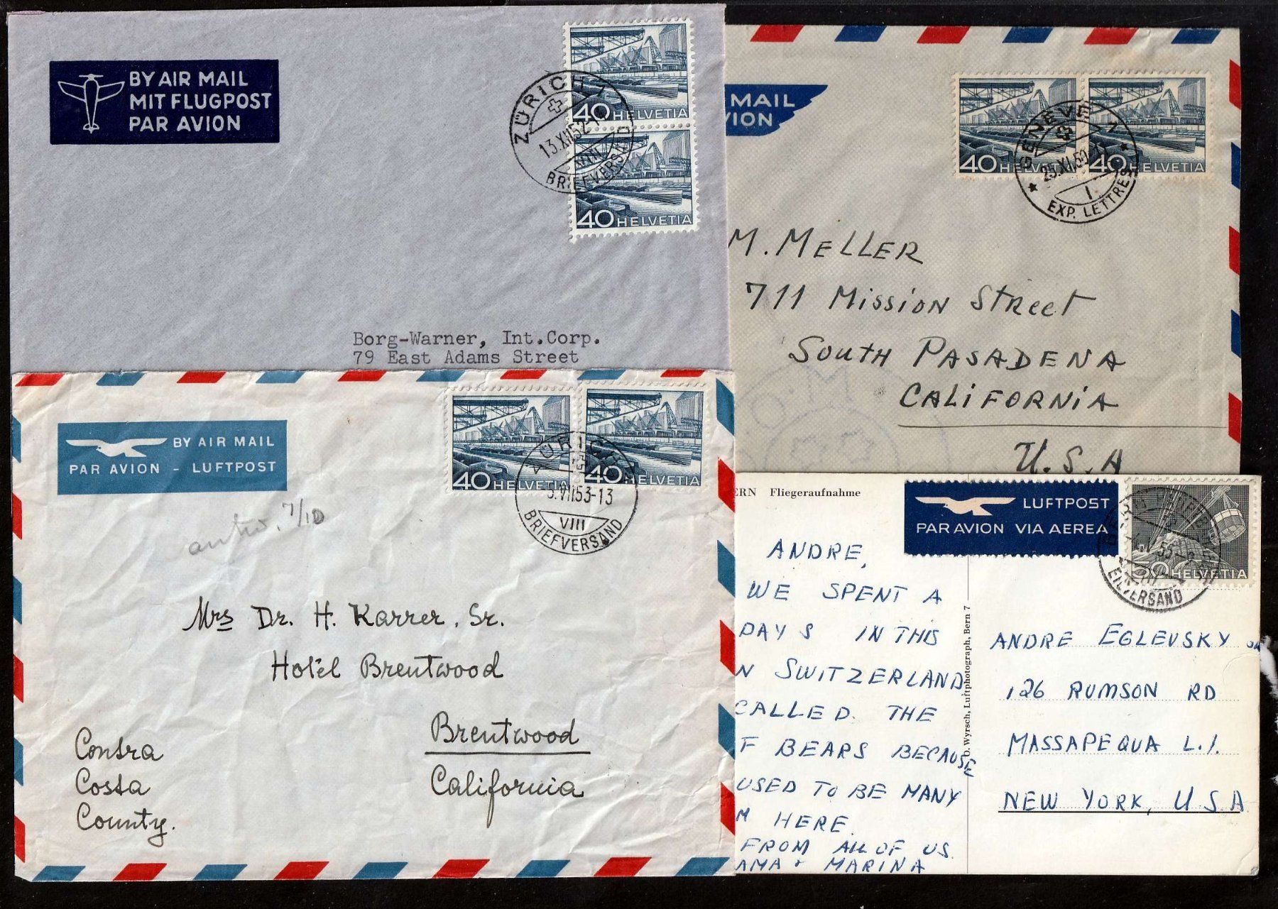 Alle Briefmarken: 8 Flugpostbriefe – Gebraucht aus Jegenstorf von Wintersport 1