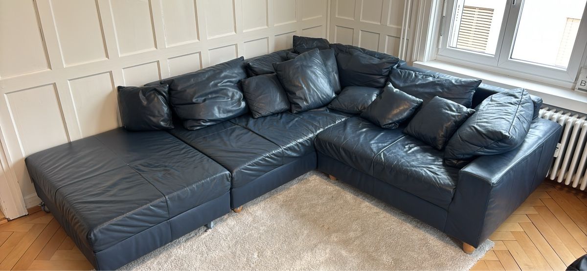 Sofas: Ecksofa aus Leder, dunkelblau – D'occasion à St. Gallen par mei_27db 4