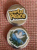 Frieden Brosche / Peace Button 2er Set