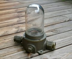 antike Deckenlampe Bunkerlampe Messing mit Einschraubglas