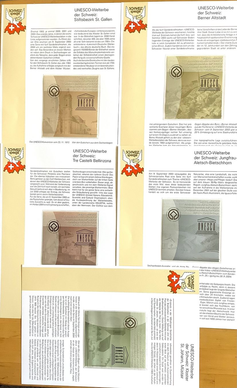 Tutti i francobolli: 2003 UNESCO - FDC Grossbriefe  Ortstempel + Bogensatz ET – Nuovo (secondo la descrizione) da Liestal venduto da Skunk02 2