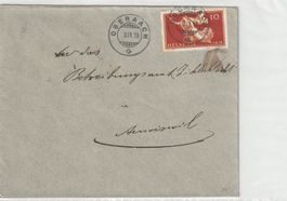 Oberaach-Brief gelaufen 1919-top Stempel