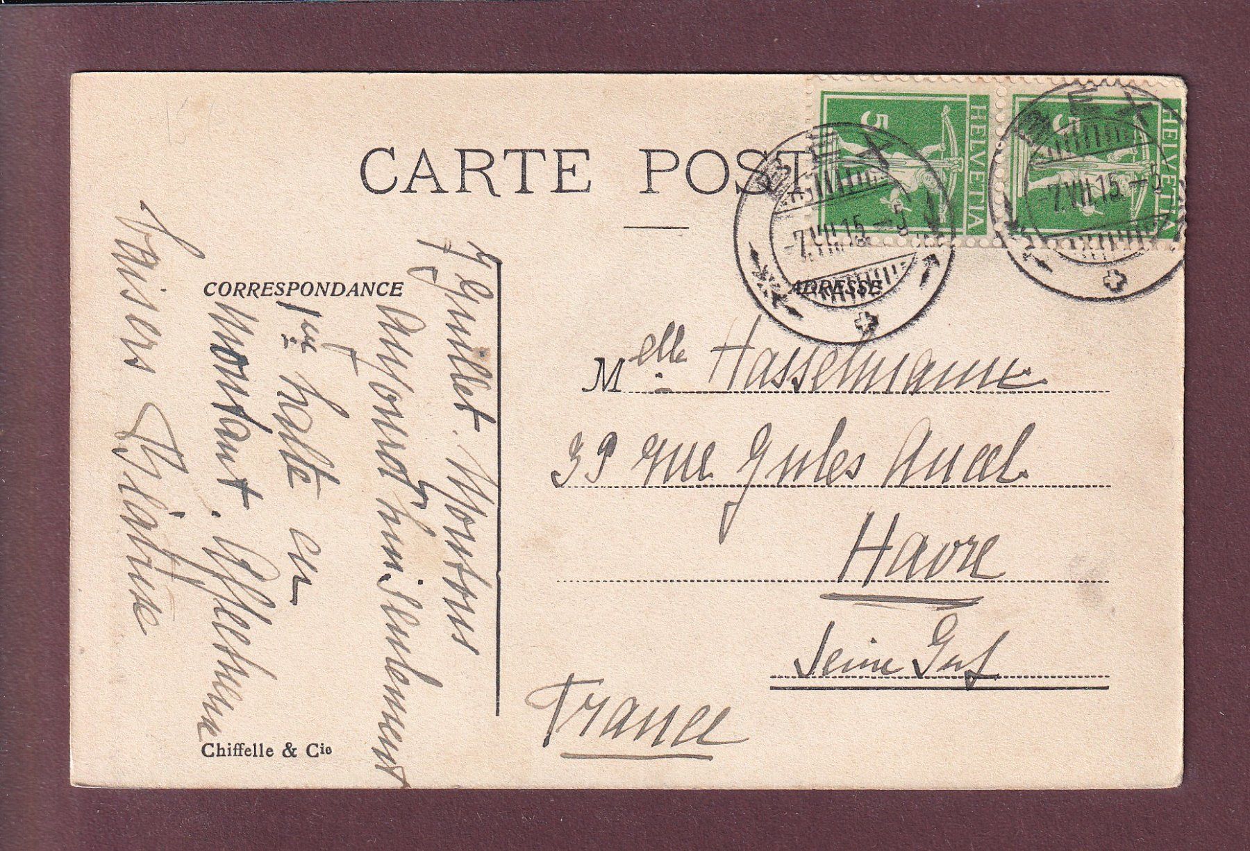 Cartoline postali: FRENIERES - Pointe de Savoleyres - 1915 – Usato da Pully venduto da nicecards 1