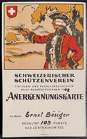 Anerkennungskarte Schiessen 1948 Ernst Böiger 103 Punkte