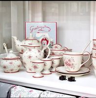 GREENGATE VINTAGE FLORA WHITE TEAPOT TEEKANNE