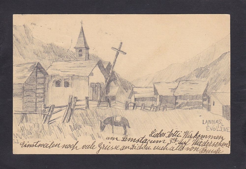 Postkarte m. Orig. Zeichnung EVOLÈNE Lana, 1904 (Gebraucht) in Wikon ...