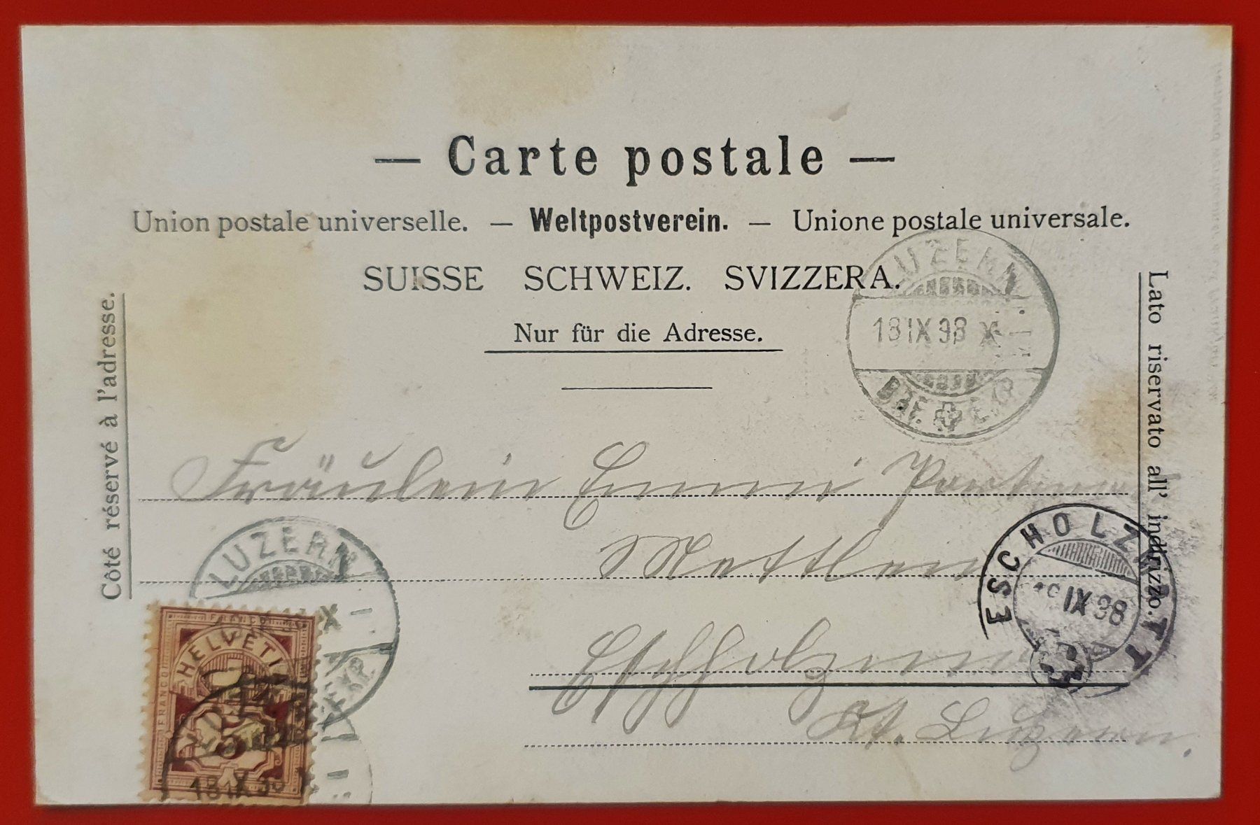 Cartoline postali: Luzern 1898 – Usato da Kreuzlingen venduto da Rschweiz1 1