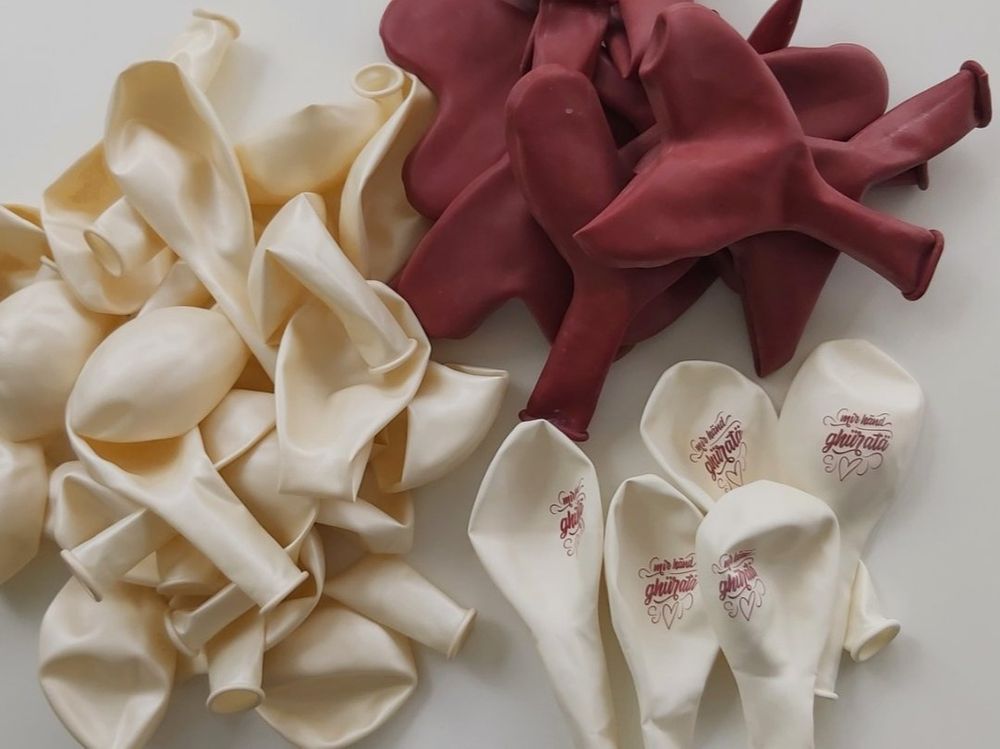 3erlei Ballone Herz rot, Uni metallic, weiss beschriftet (Neu (gemäss ...