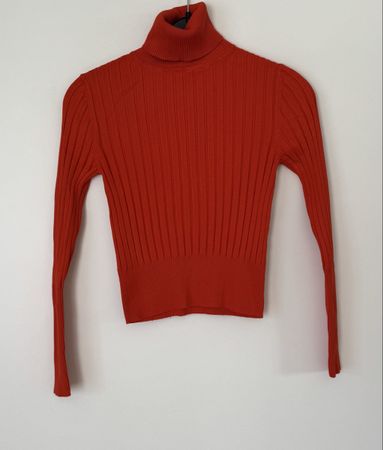 ZARA - Rollkragen Pullover - Gr. M - Orange / Rot 