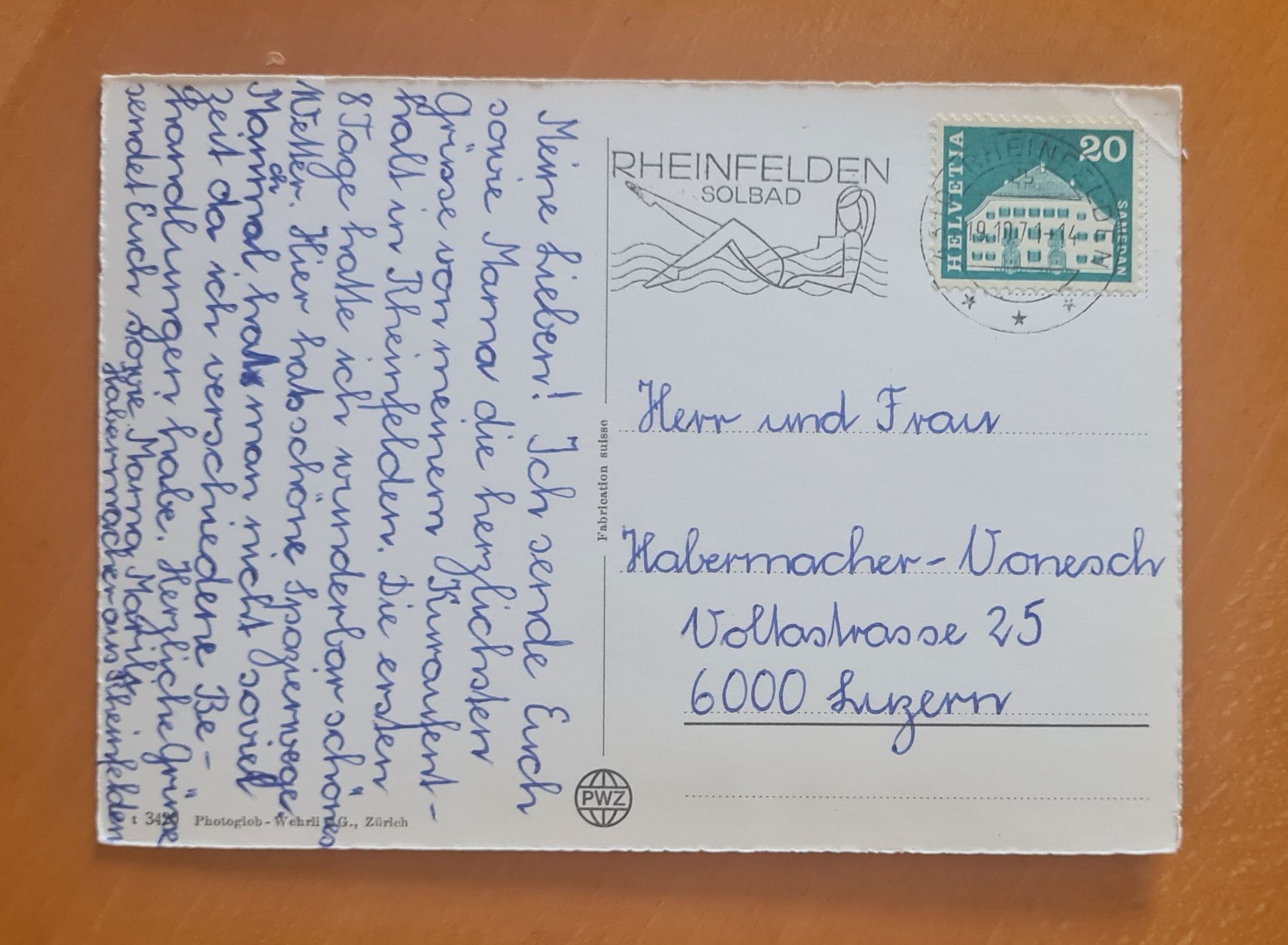 Cartoline postali: Sanatorium Rheinfelden 1971 – Usato da Ebikon venduto da Donar50 2