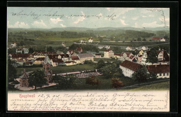 Cartoline postali: AK Hauptwil, Totalansicht, 1904 – Usato da Berlin venduto da bartko-reher