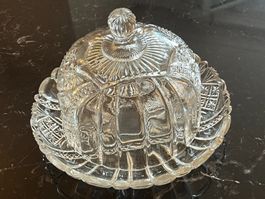 ✨ Beurrier Fromager Vintage en Verre Moulé Pressé Chic