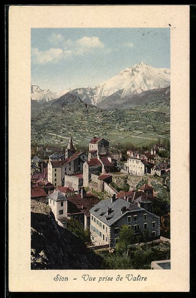 Cartoline postali: AK Sion, Vue prise de Valère, 1919 – Usato da Berlin venduto da bartko-reher