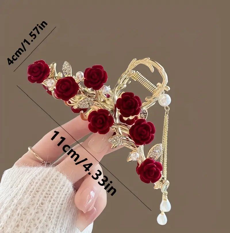 Haarschmuck: Elegante Haarspange mit Samt Rosen & Perlen – Neu und originalverpackt aus Glattbrugg von majuska01 3
