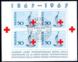 🇨🇭1963 BLOC 1er jour «100 ANS, LA CROIX-ROUGE« (SBK 20.00)