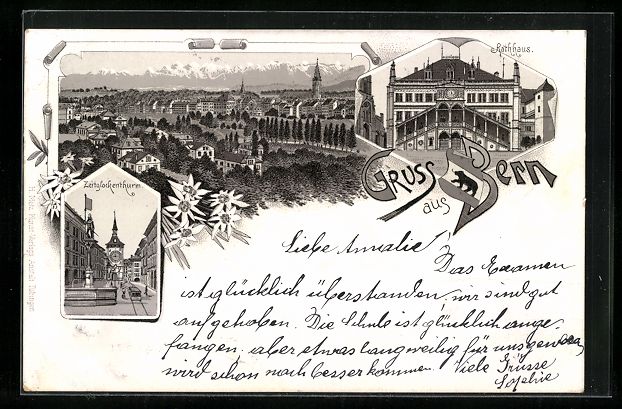 Ansichtskarten: Litho Bern, Rathhaus, Zeitglockenthurm u – Gebraucht aus Berlin von bartko-reher