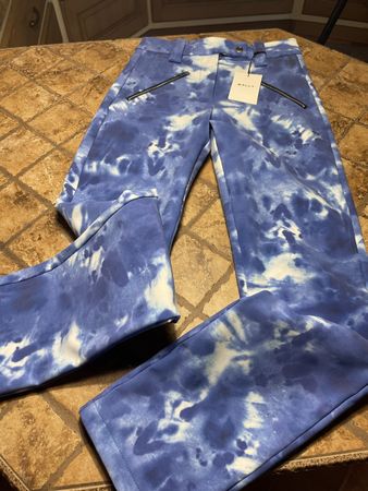 BALLY Pantaloni Thermo tie-dye blu bianchi con zip tgS/M-