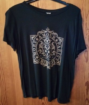 Damen T-Shirt schwarz mit Nieten-Motiv Grösse L gebraucht