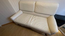 Laauser Echtleder Sofa Weiss Crème