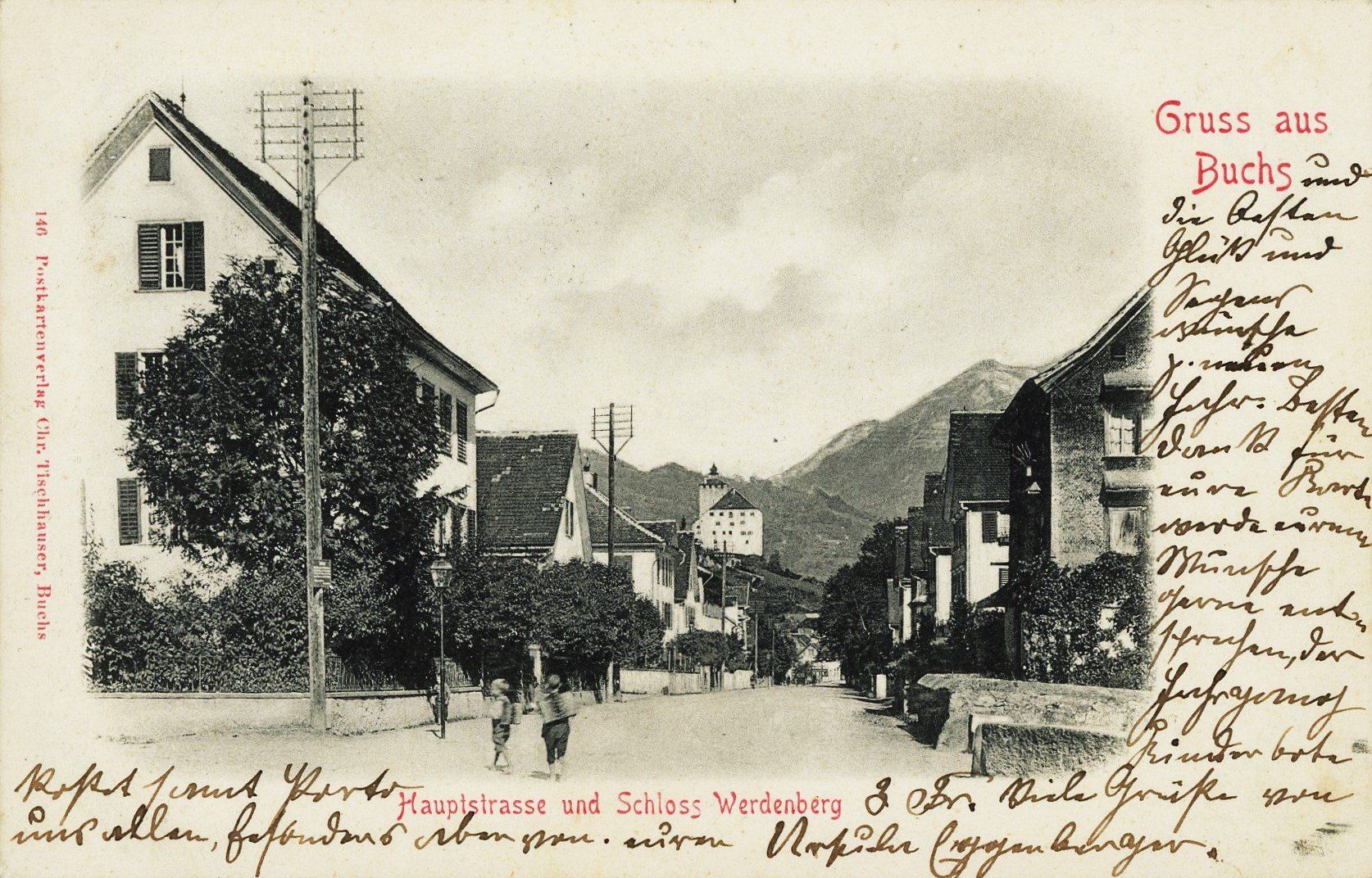 Cartoline postali: 1.1.1901: Ansichtskarte, sw. Litho Gruss aus Buchs – Usato da Basel venduto da Strubelibs