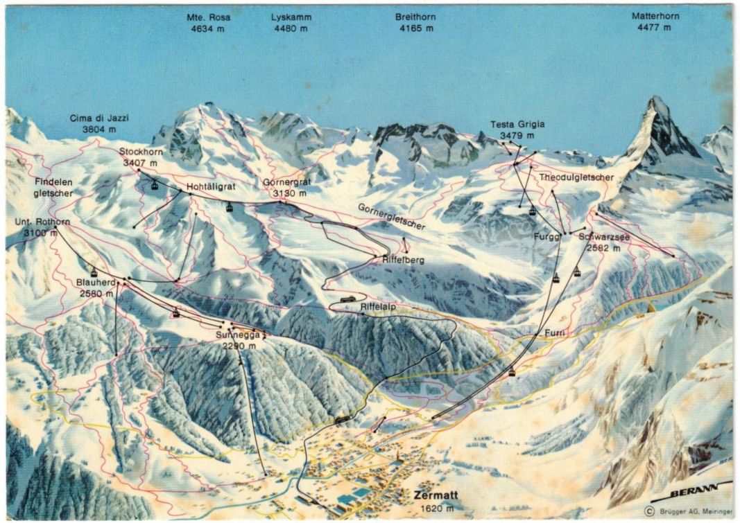 Cartoline postali: Zermatt - Pistenplan – Usato da Binningen venduto da Mountainrider