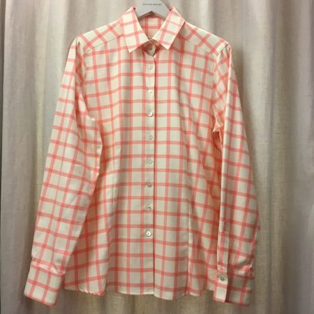 B.M. Company Flanell Hemd ivory rosa kariert Gr 38