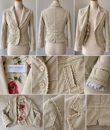 Frühlings-Blazer Damen mit Blumen-Innenfutter, beige, Gr. M