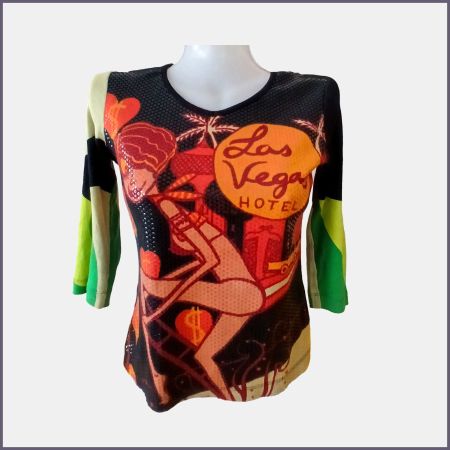 Y2K Shirt von Custo Barcelona Las Vegas 90s Pailetten Print