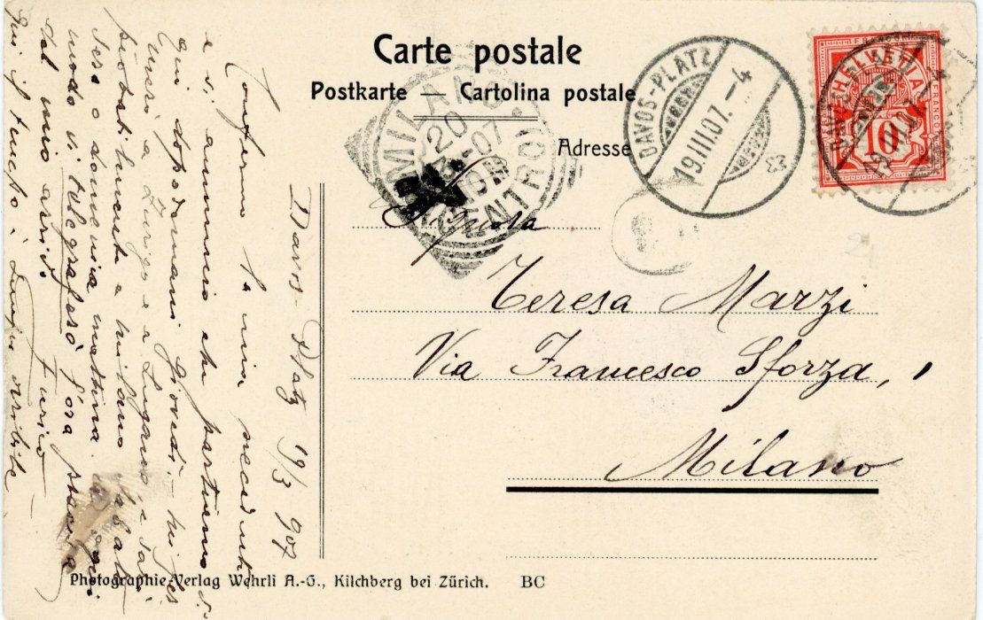 Cartoline postali: Davos  GR   -   Bobsleadge Start       um 1907 – Usato da Brig venduto da Valcards54 1