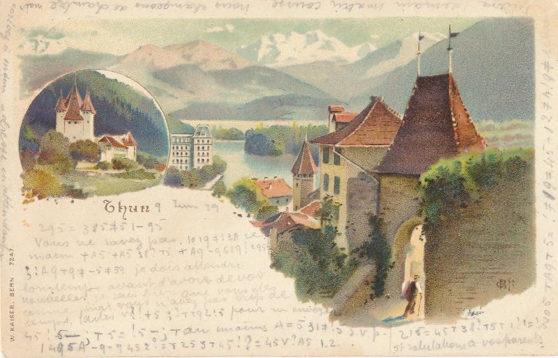 Cartoline postali: Thun - Litho + 1899 Feldpost – Usato da Emmenbrücke venduto da teestube