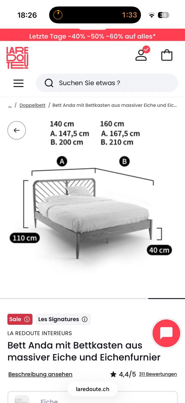 La Redoute Letti: Bett 160*200 – Usato da Dübendorf venduto da Kanye90 2