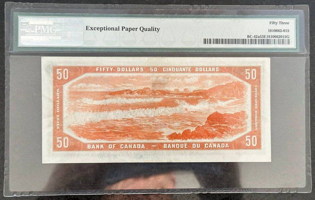Banknoten: Kanada 50 Dollar Note, 1954, BC-42a, CBNC - Modified Port... – Neu und originalverpackt aus Beringen von Mantafisch1 1