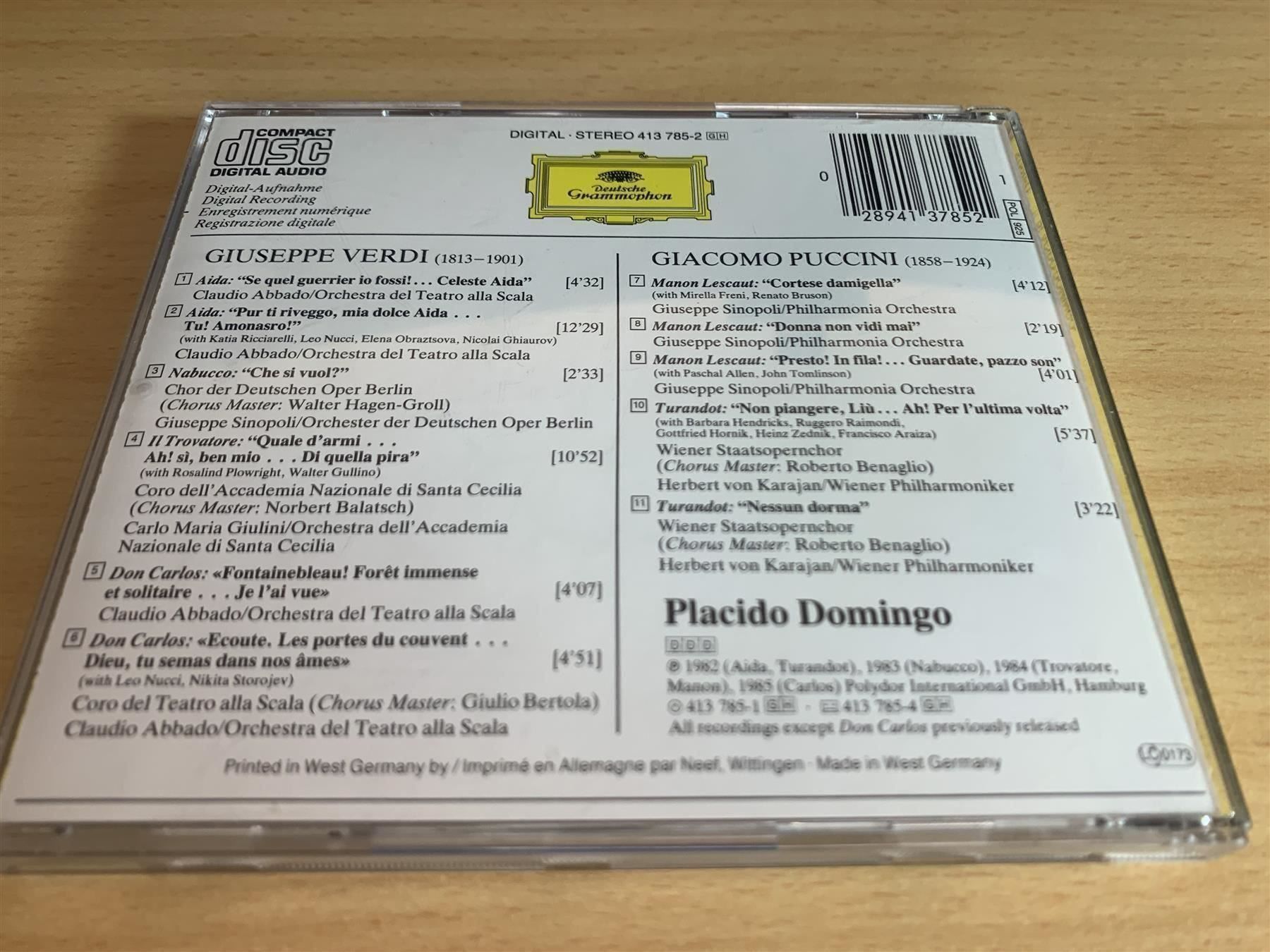 CD: Verdi & Puccini - Placido Domingo – Usato da Rikon im Tösstal venduto da Alpenmutz 1