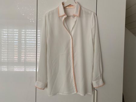 Bluse in Weiss mit Lachs Details (Gr.M)
