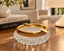 Vintage Kristall Aschenbecher mit Goldmontur