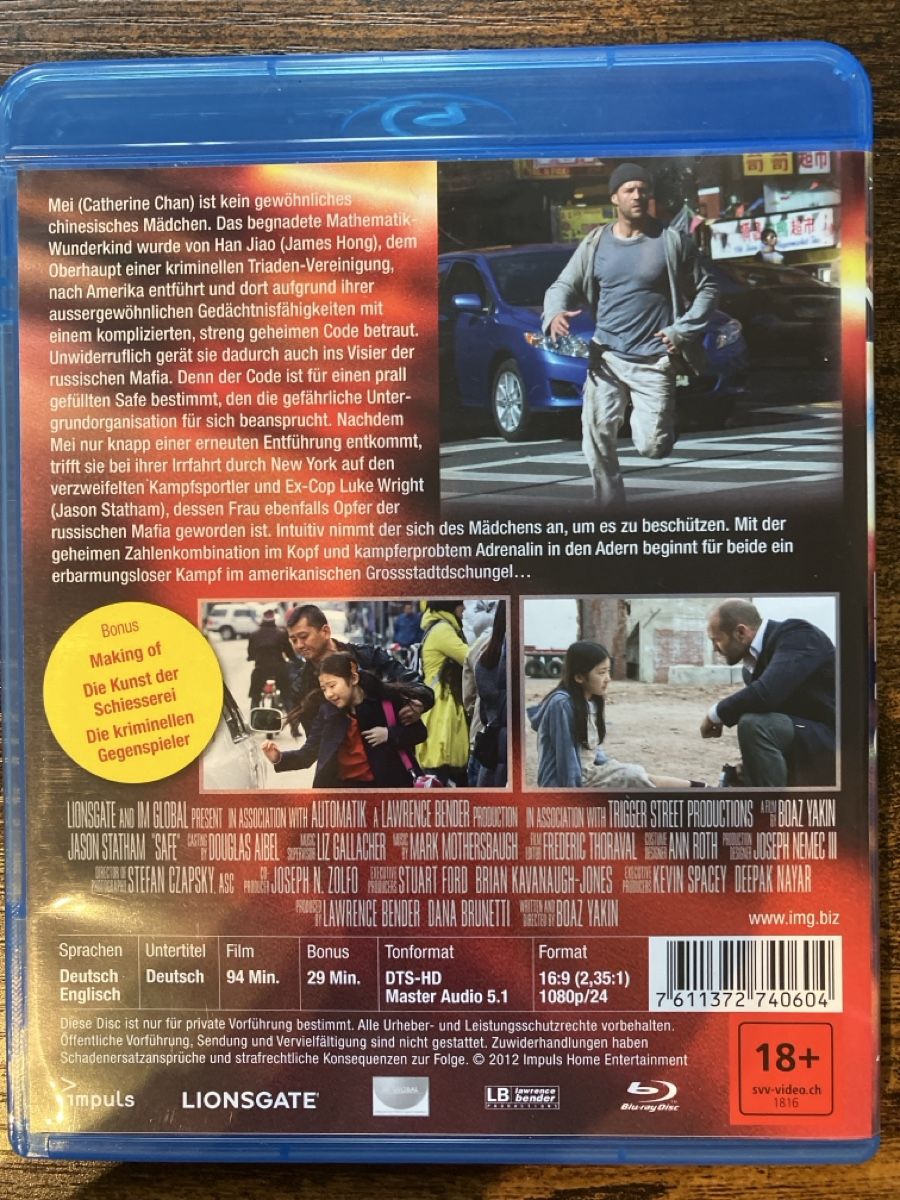 Tutti i DVDs: Safe BluRay – Usato da Glarus venduto da Jhuber78 1
