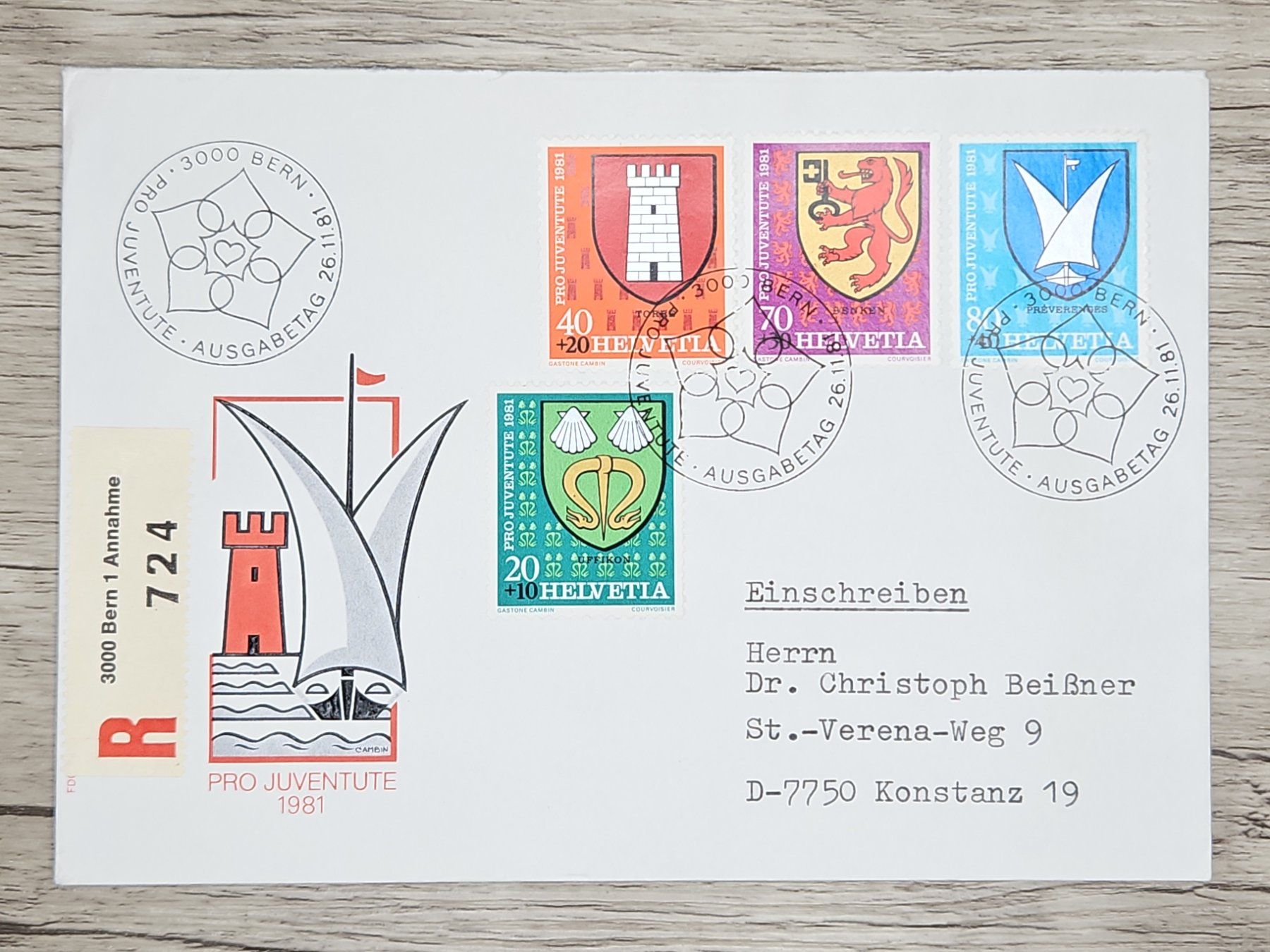 Tutti i francobolli: CL18 Enveloppe + Timbre Suisse 1981 – Usato da Cousset venduto da Patrick_Collections