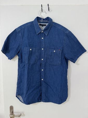 Tommy Hilfiger Hemd kurzarm Jeans Denim Gr L oryginal 
