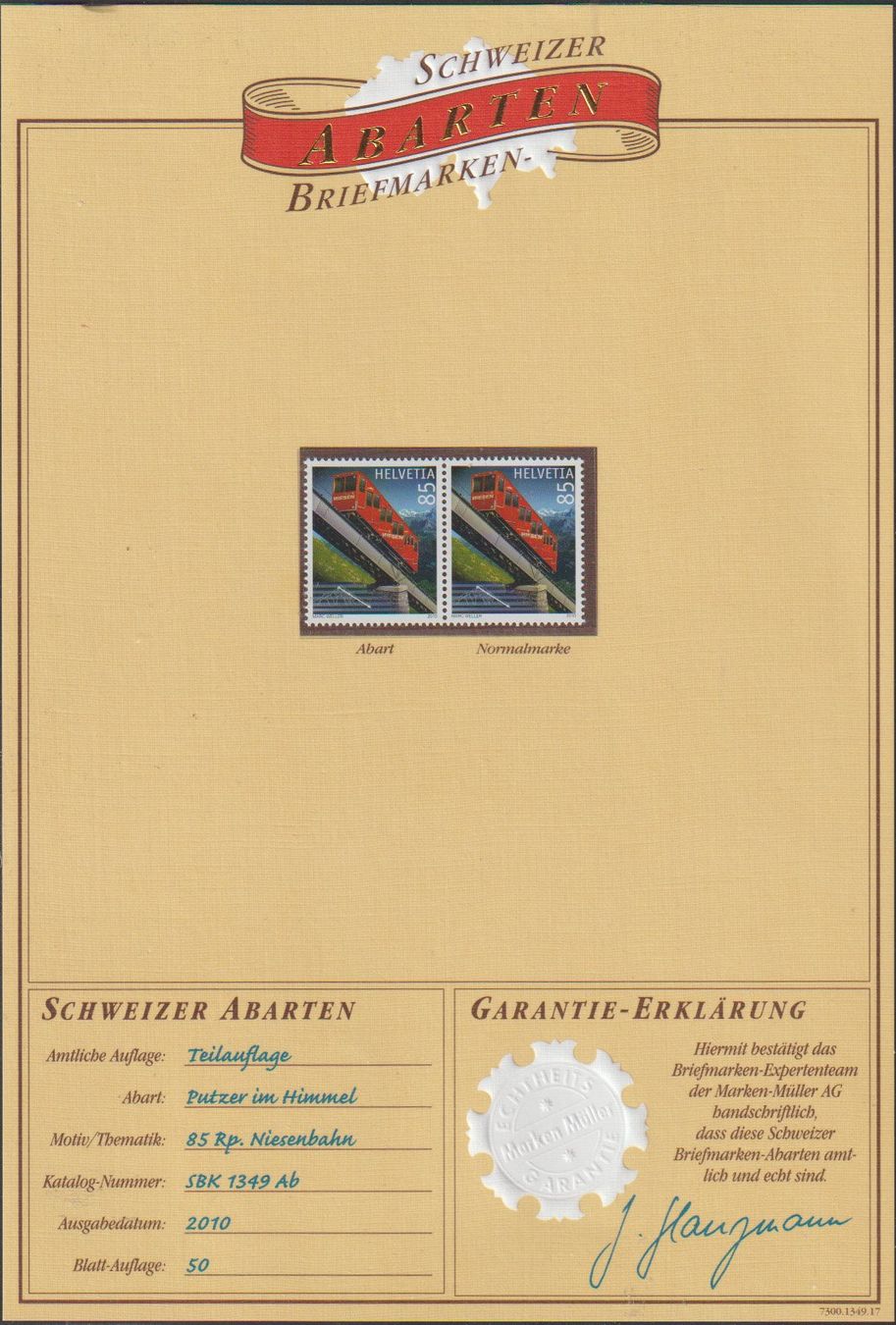 Tous les timbres: 2013 Abart 85 Rp. Roter Pfeil changé estampille – D'occasion à Crans-Montana par kira56 2