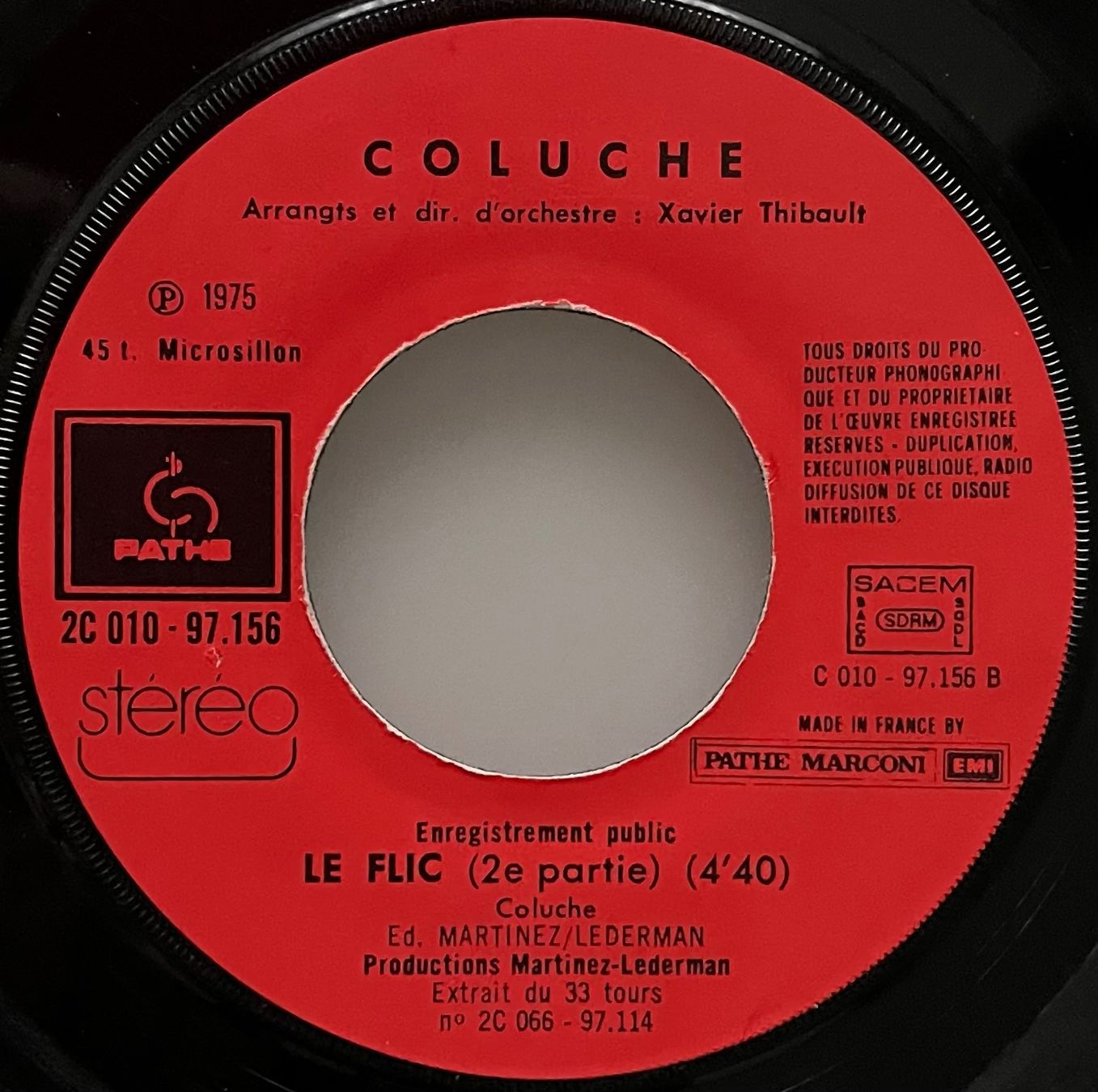 Vinyles: COLUCHE - LE FLIC – D'occasion à Bussigny par vinyl-pas-cher 3