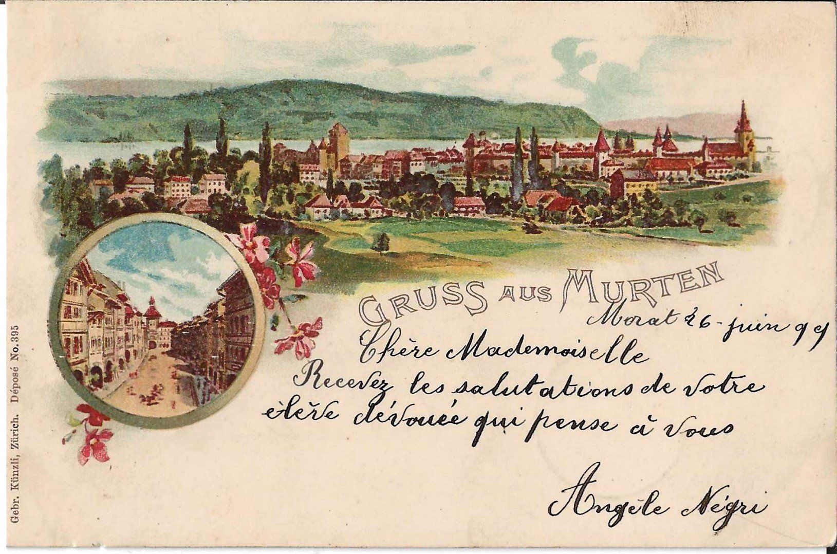 Ansichtskarten: Karte Murten 1899 – Gebraucht aus Zürich von Philacat11