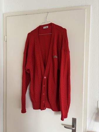 Lacoste Red Vintage Cardigan, Made in France, Size M