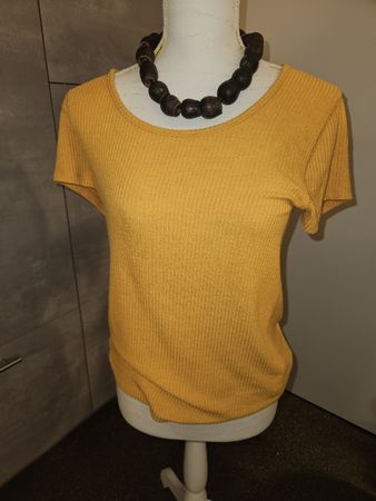 T-Shirt Abercrombie & Fitch gelb gerippt Grösse L 